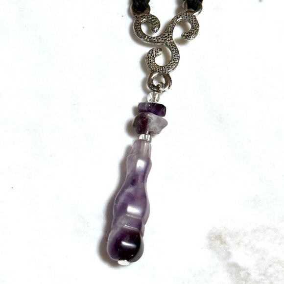 2/$20, Natural Purple Amethyst Lariat Cord Necklace, Genuine Gemstone Necklace - Picture 4 of 10